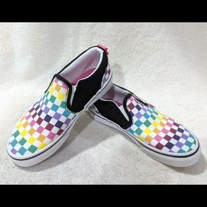 VANS Slip On Multi-colored Checkered Skateboard Shoes Multicolor Size 4 rainbow